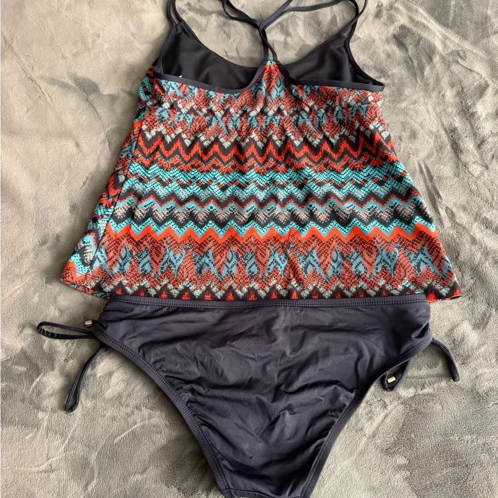 Women's Mossimo Aztec/Blue Takini Top and Blue Bikini‎ Bottoms Size Medium